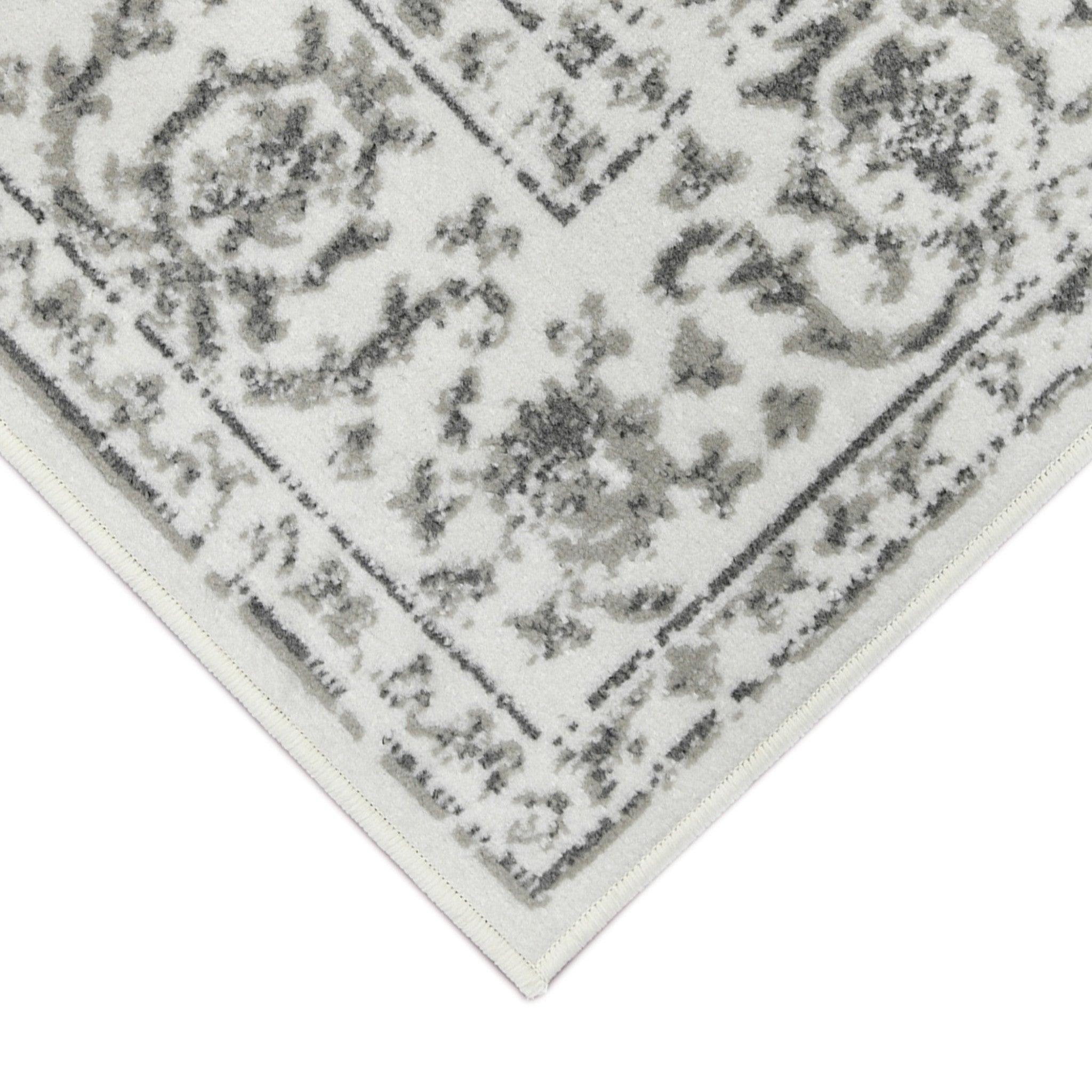 HomeRoots 531761 9 x 12 ft. Light Gray Floral Power Loom Rectangle Area Rug with Fringe