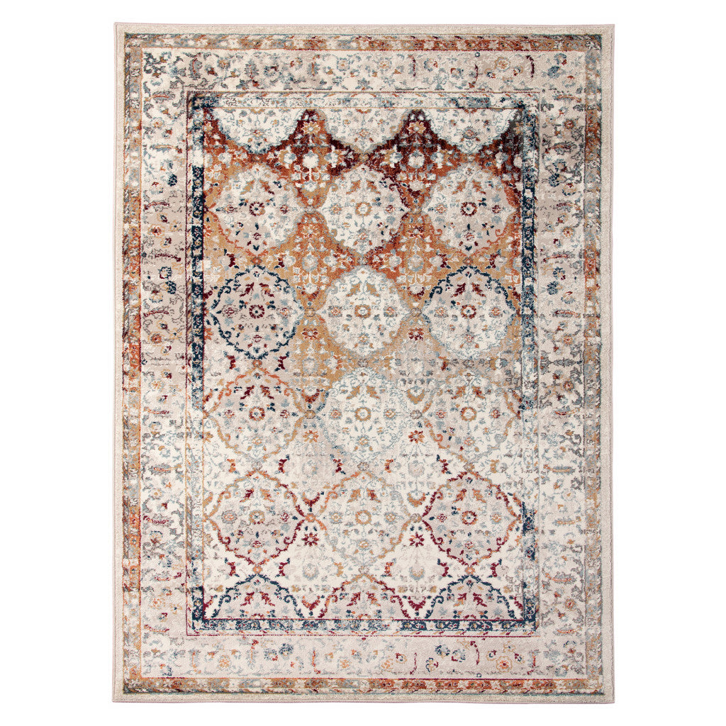 HomeRoots 531789 9 x 12 ft. Beige Floral Medallion Power Loom Rectangle Area Rug