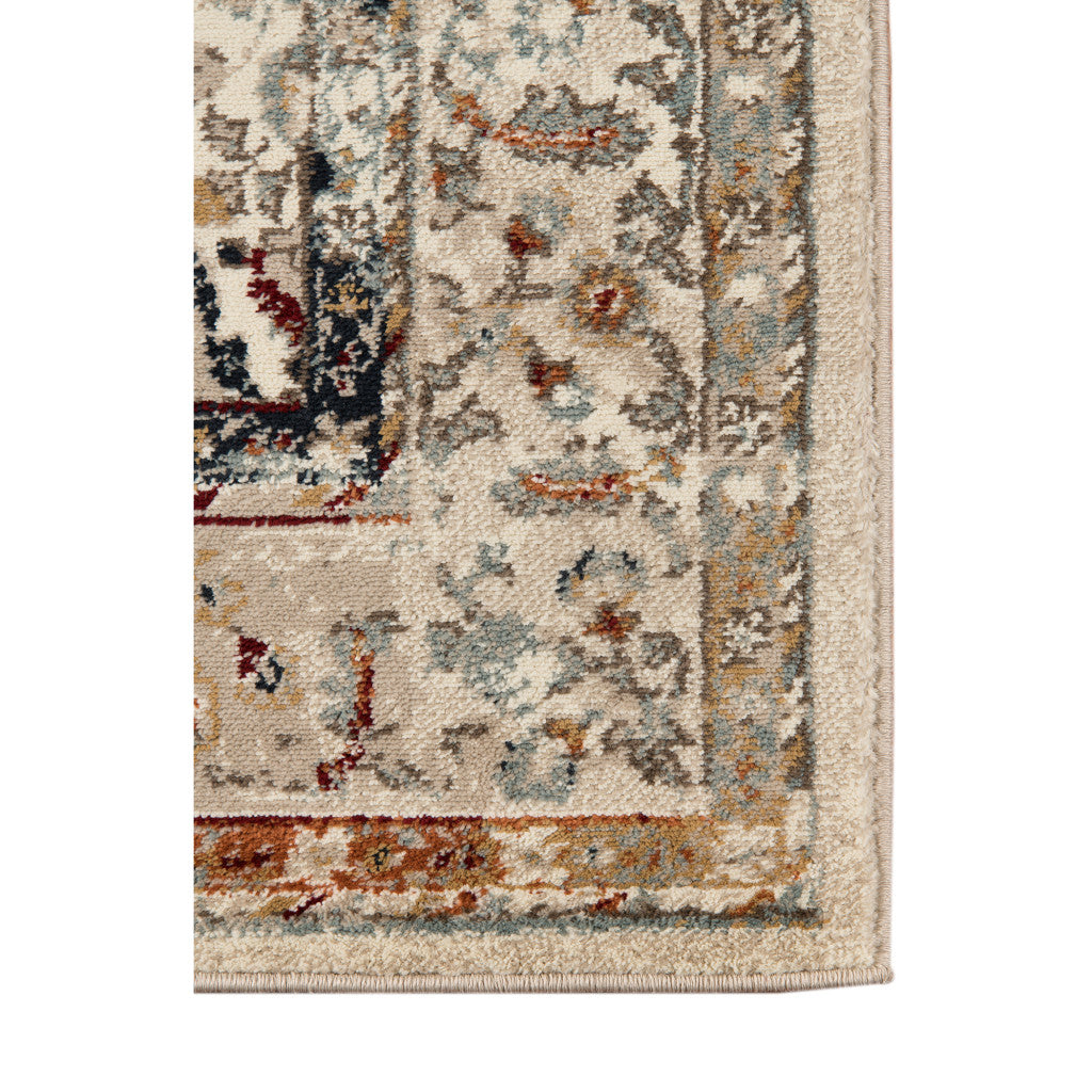 HomeRoots 531789 9 x 12 ft. Beige Floral Medallion Power Loom Rectangle Area Rug