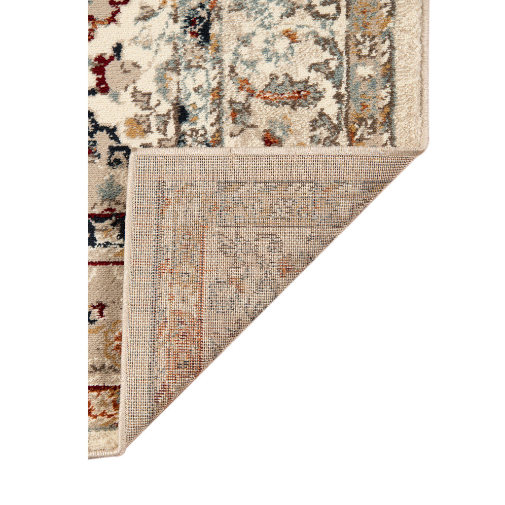 HomeRoots 531789 9 x 12 ft. Beige Floral Medallion Power Loom Rectangle Area Rug