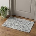 2 X 3 Charcoal Ivory And Light Blue Oriental Area Rug