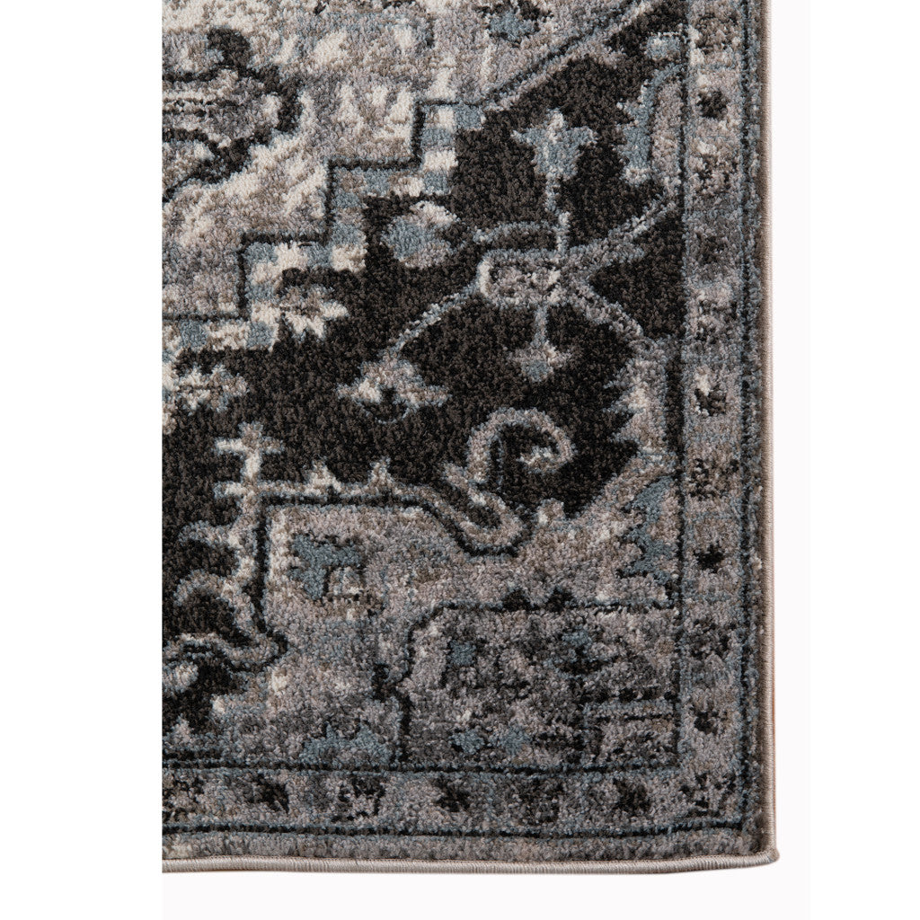 HomeRoots 531848 8 x 10 ft. Gray Medallion Power Loom Rectangle Area Rug