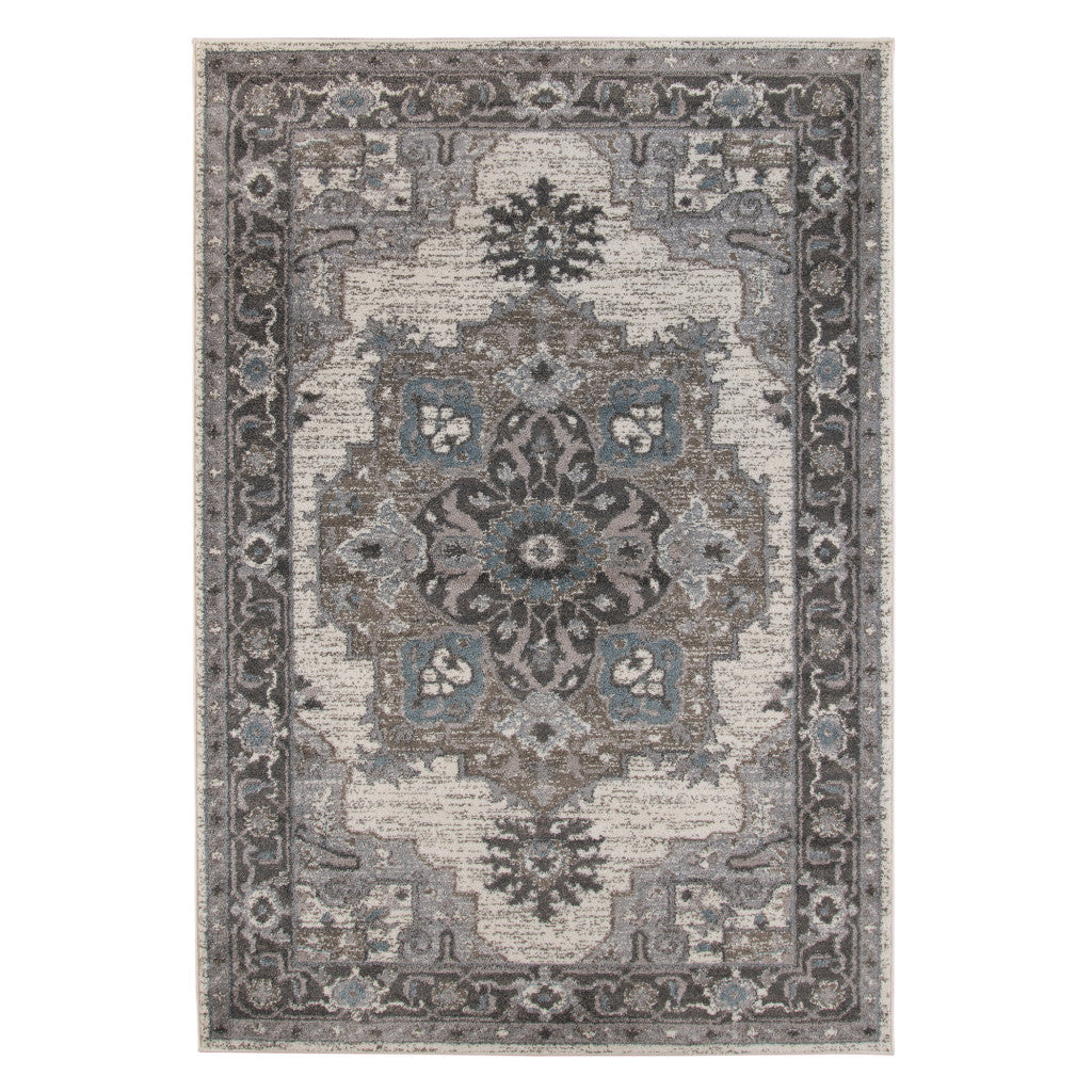 HomeRoots 531856 8 x 10 ft. Taupe Medallion Power Loom Rectangle Area Rug