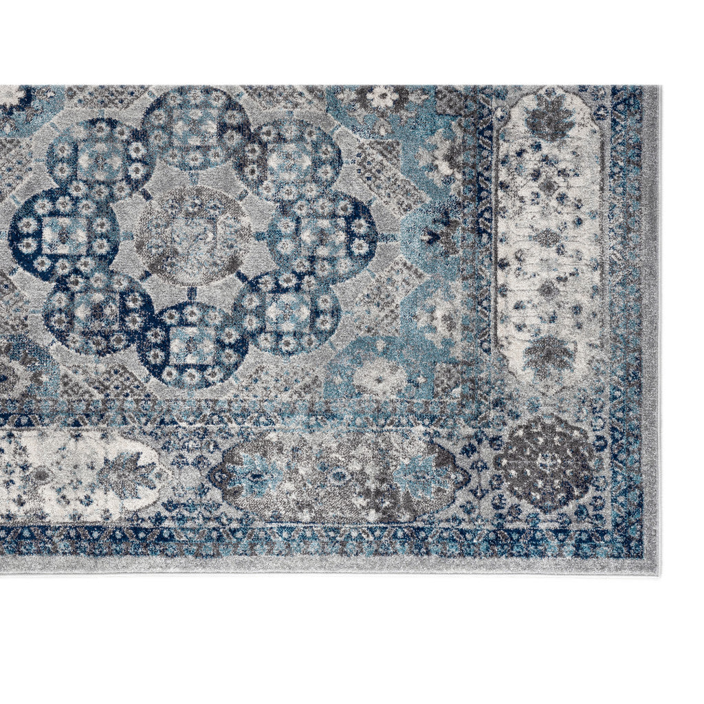 HomeRoots 531889 9 x 12 ft. Gray Medallion Power Loom Rectangle Area Rug