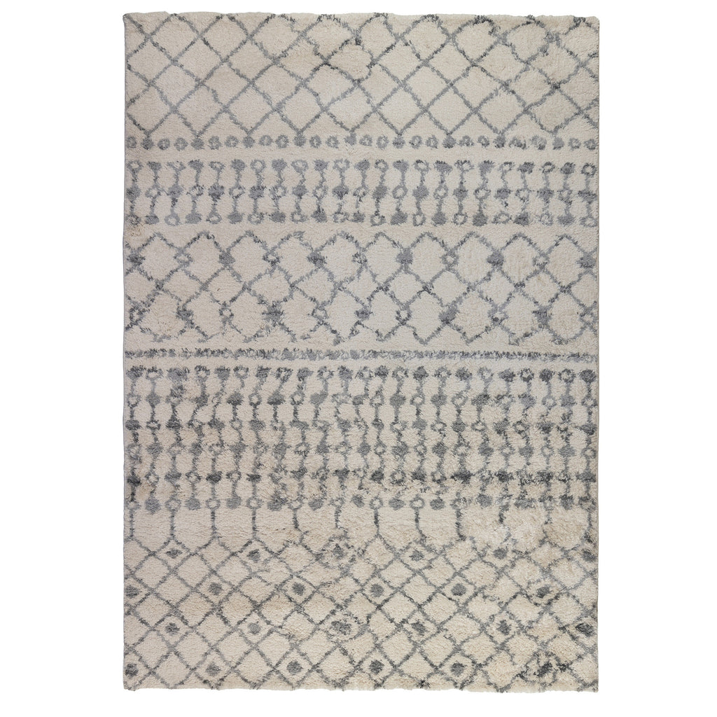 HomeRoots 531963 7 x 9 ft. Gray & Ivory Geometric Shag Rectangle Area Rug