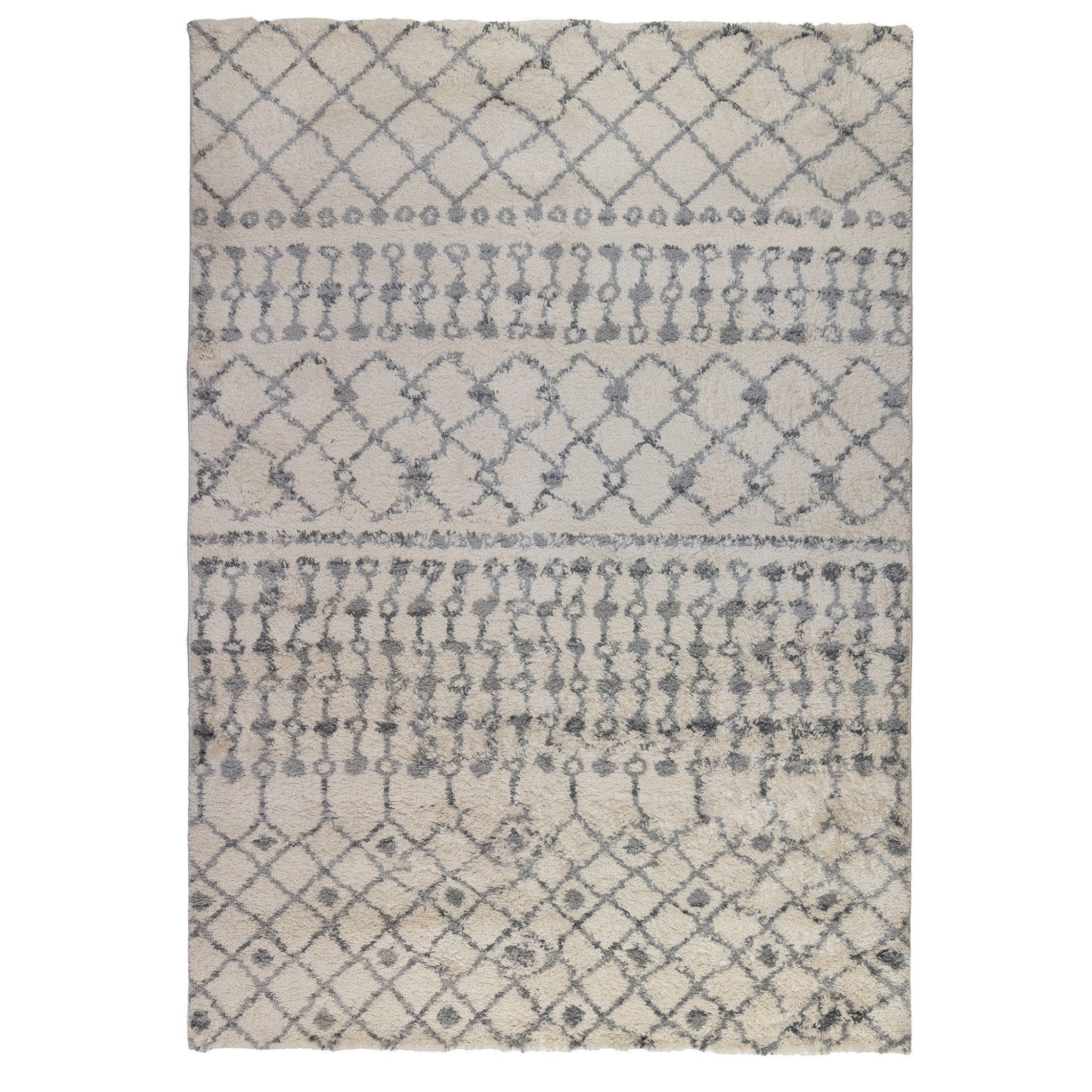 HomeRoots 531963 7 x 9 ft. Gray & Ivory Geometric Shag Rectangle Area Rug