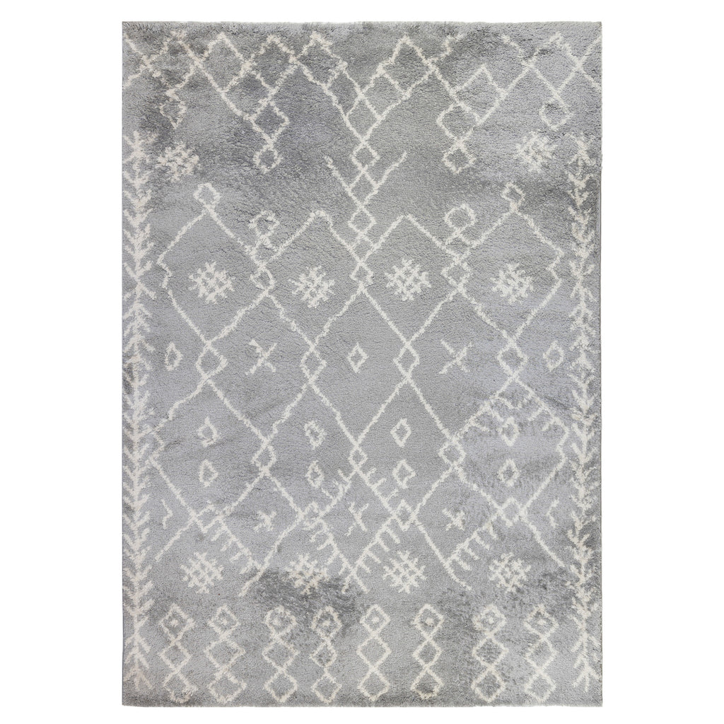 HomeRoots 531966 7 x 9 ft. Gray & Ivory Geometric Shag Rectangle Area Rug