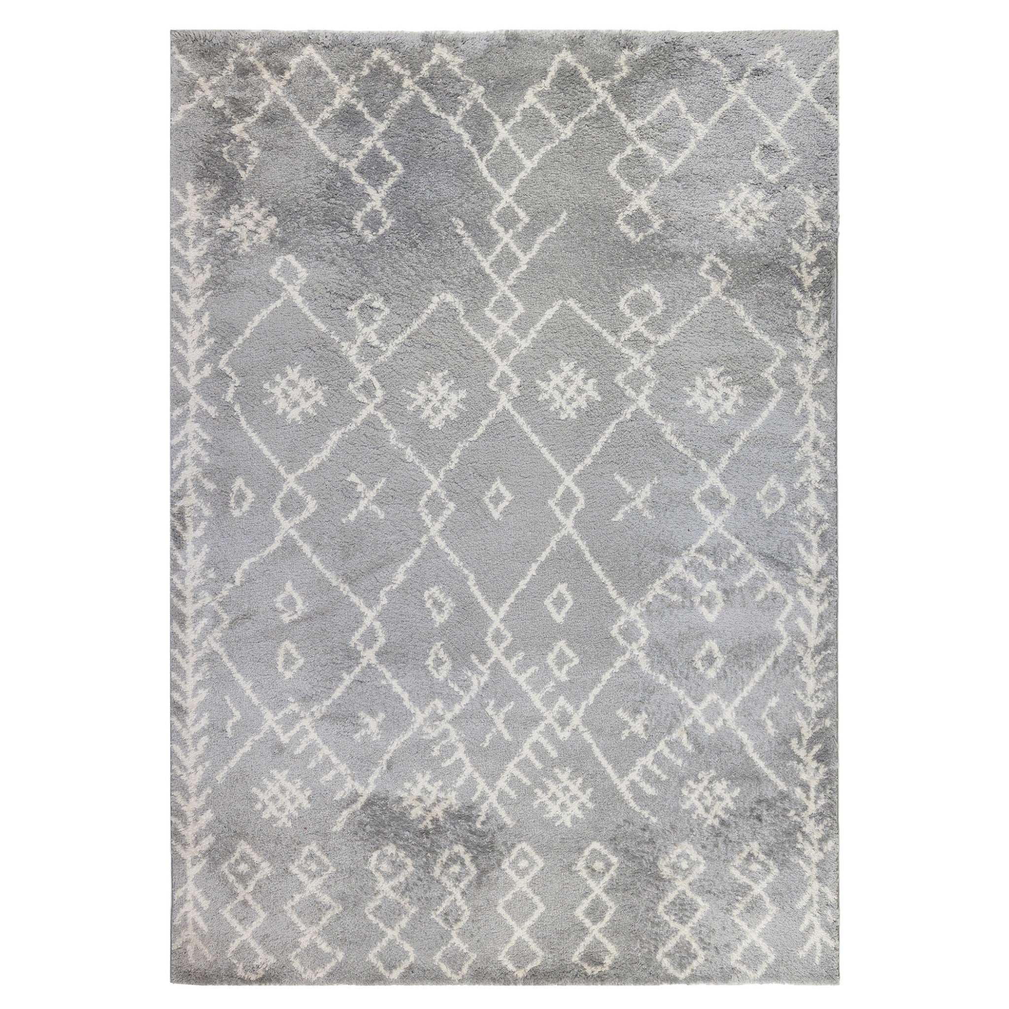 HomeRoots 531966 7 x 9 ft. Gray & Ivory Geometric Shag Rectangle Area Rug