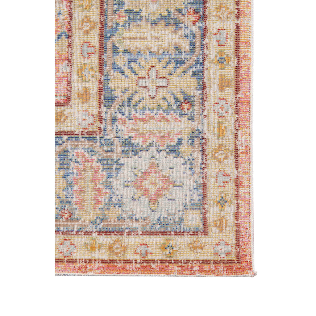 HomeRoots 532000 9 x 13 ft. Coral Floral Power Loom Rectangle Area Rug