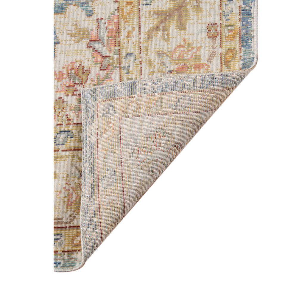 HomeRoots 532005 9 x 13 ft. Blue Floral Traditional Power Loom Rectangle Area Rug