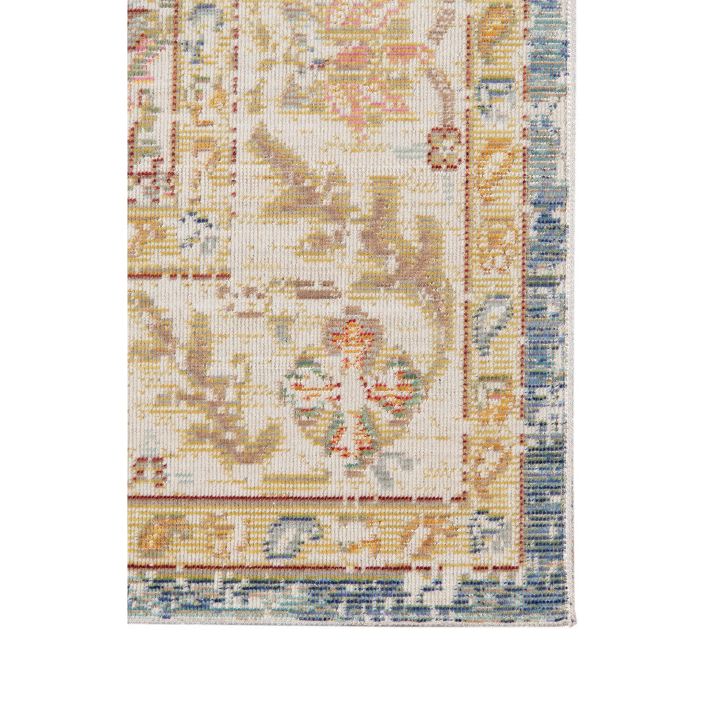 HomeRoots 532009 8 x 10 ft. Blue Floral Power Loom Rectangle Area Rug