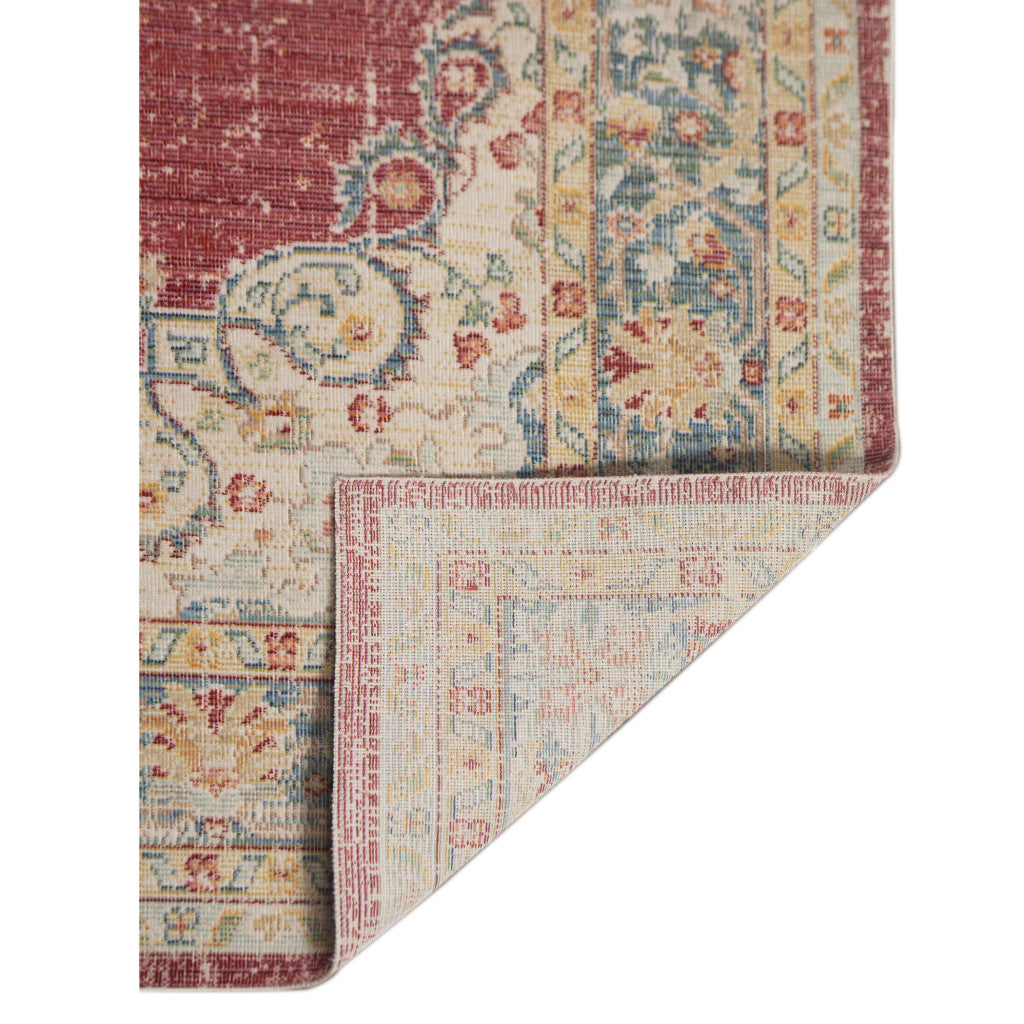 HomeRoots 532010 9 x 13 ft. Red Medallion Power Loom Rectangle Area Rug