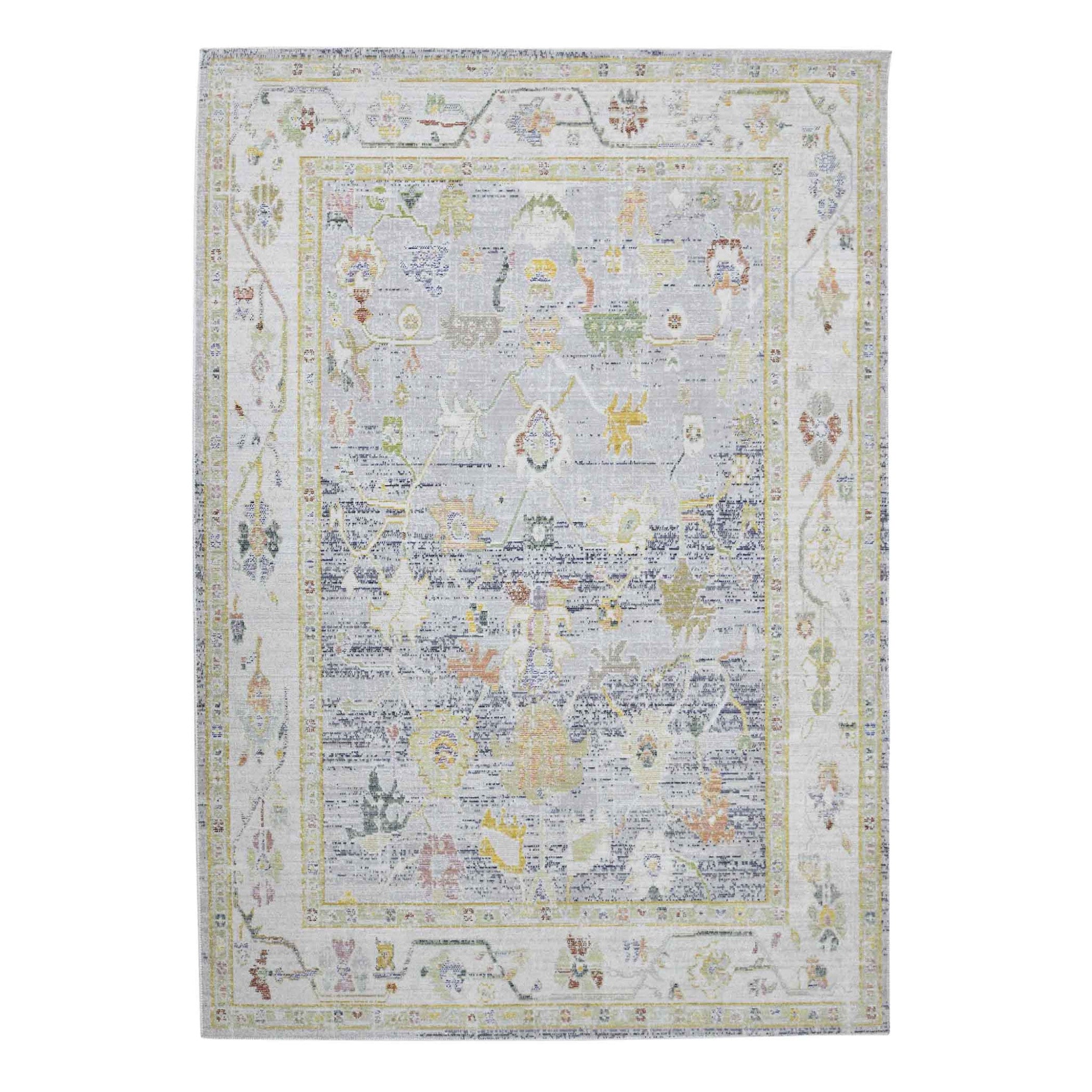 HomeRoots 532020 9 x 13 ft. Blue Floral Power Loom Rectangle Area Rug