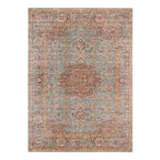 HomeRoots 532133 9 x 12 ft. Sea Green Medallion Traditional Power Loomed Rectangle Area Rug with Fringe
