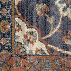 HomeRoots 532157 8 x 10 ft. Navy Blue Floral Traditional Power Loomed Rectangle Area Rug with Fringe