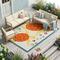 6 X 9 Teal And Orange Sea Turtle Indoor Outdoor Area Rug