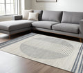 8 X 10 Blue And Ivory Geometric Washable Area Rug