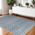 4 X 6 Blue And Ivory Moroccan Washable Area Rug