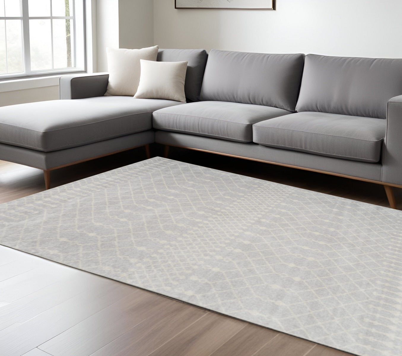 9 X 12 Gray And Ivory Moroccan Washable Area Rug
