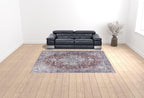 HomeRoots 533135 9 x 12 ft. Red & Ivory Floral Power Loom Distressed Washable Rectangle Area Rug