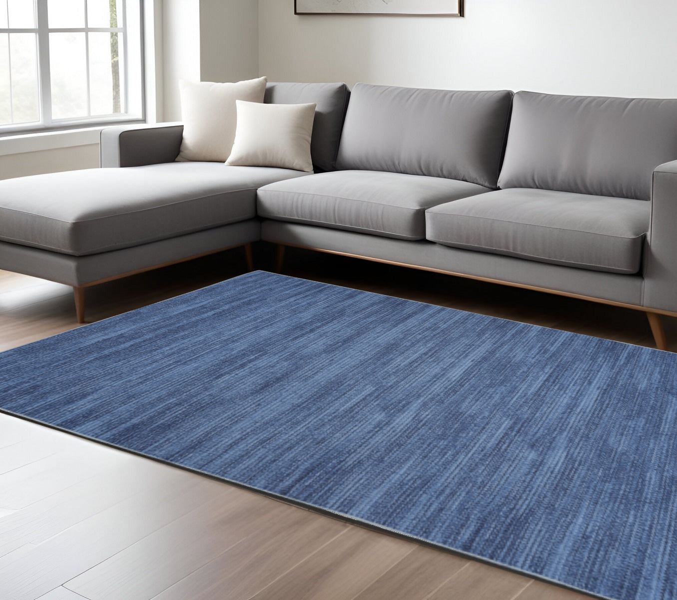9 X 12 Blue Distressed Washable Area Rug
