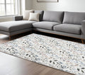 9 X 12 Green And Ivory Floral Washable Area Rug