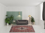 HomeRoots 533322 8 x 10 ft. Blue & Red Oriental Traditional Power Loomed Distressed Washable Non Skid Rectangle Area Rug