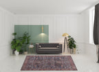 HomeRoots 533324 8 x 10 ft. Blue & Red Oriental Traditional Power Loomed Distressed Washable Non Skid Rectangle Area Rug