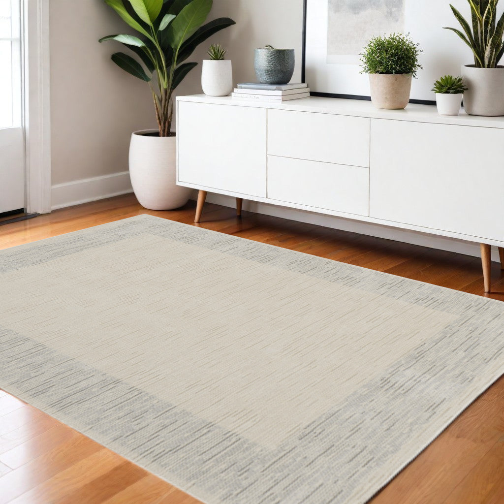 4 X 6 Gray And Ivory Striped Area Rug