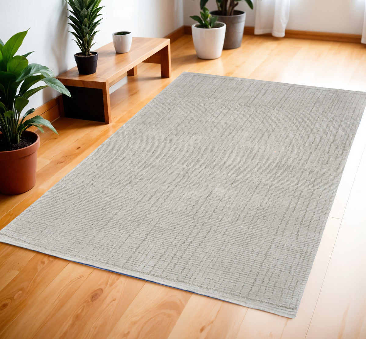 4' X 6' Gray and Silver Abstract Power Loom Area Rug