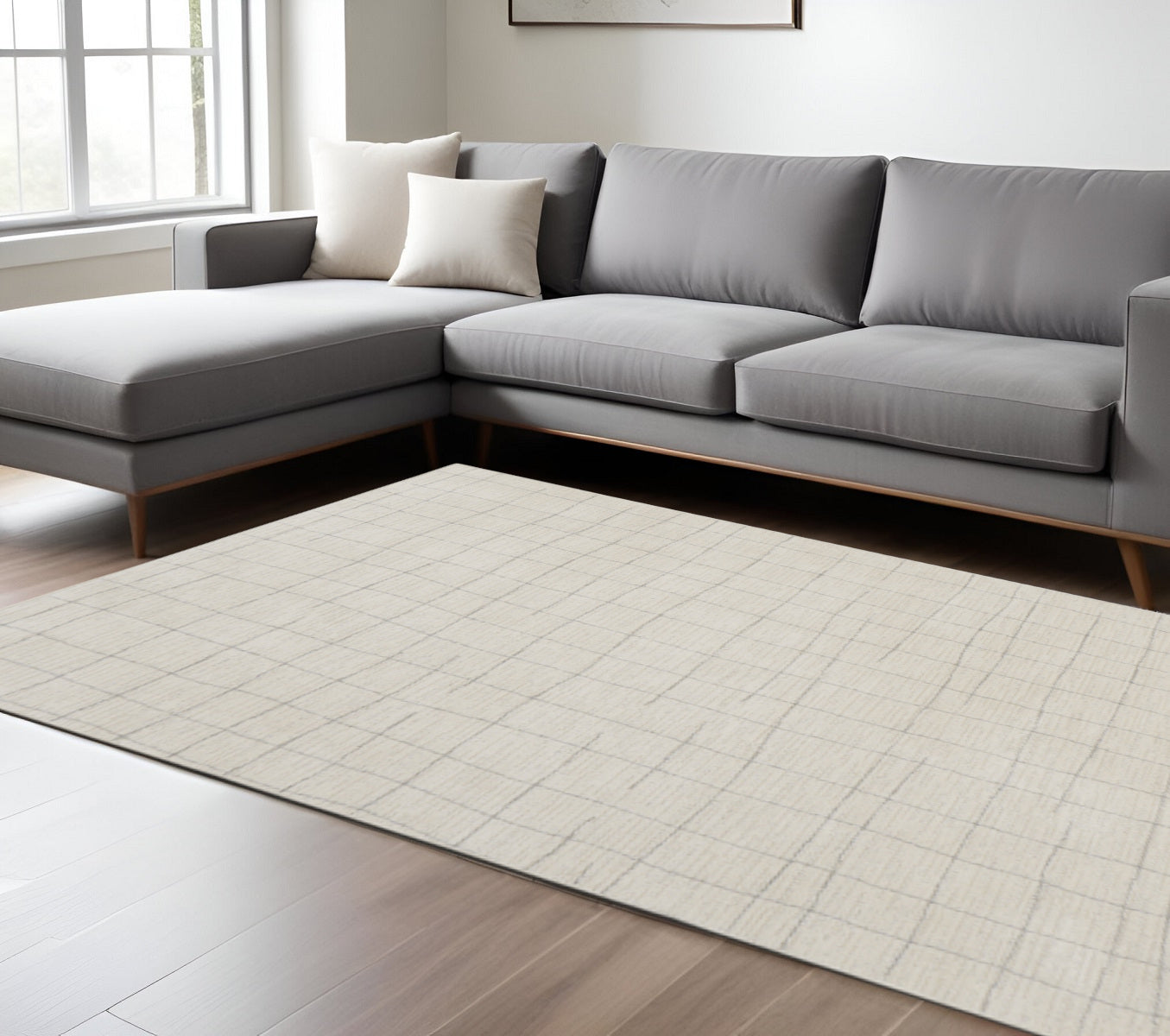 6 X 9 Gray And Ivory Abstract Area Rug