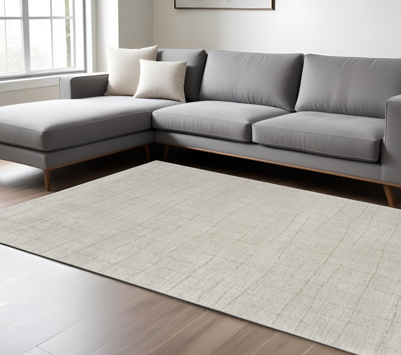 6 X 9 Beige And Gray Abstract Area Rug