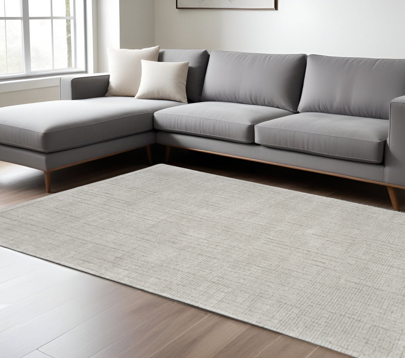 6 X 9 Gray And Silver Abstract Area Rug
