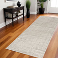 8' Beige And Gray Abstract Runner Rug