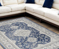 7 X 9 Blue and Gray Medallion Power Loom Area Rug