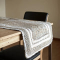 80 Natural And Cream Geometric Bordered Jute Table Runner
