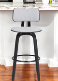 26'' Light Gray And Black Fabric Swivel Low Back Counter Height Bar Chair