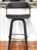 26'' Black Faux Leather Swivel Counter Height Bar Chair
