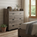 33 Dark Brown Wood Five Drawer Double Dresser
