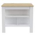 White and Oak 41 Kitchen Island With Storage