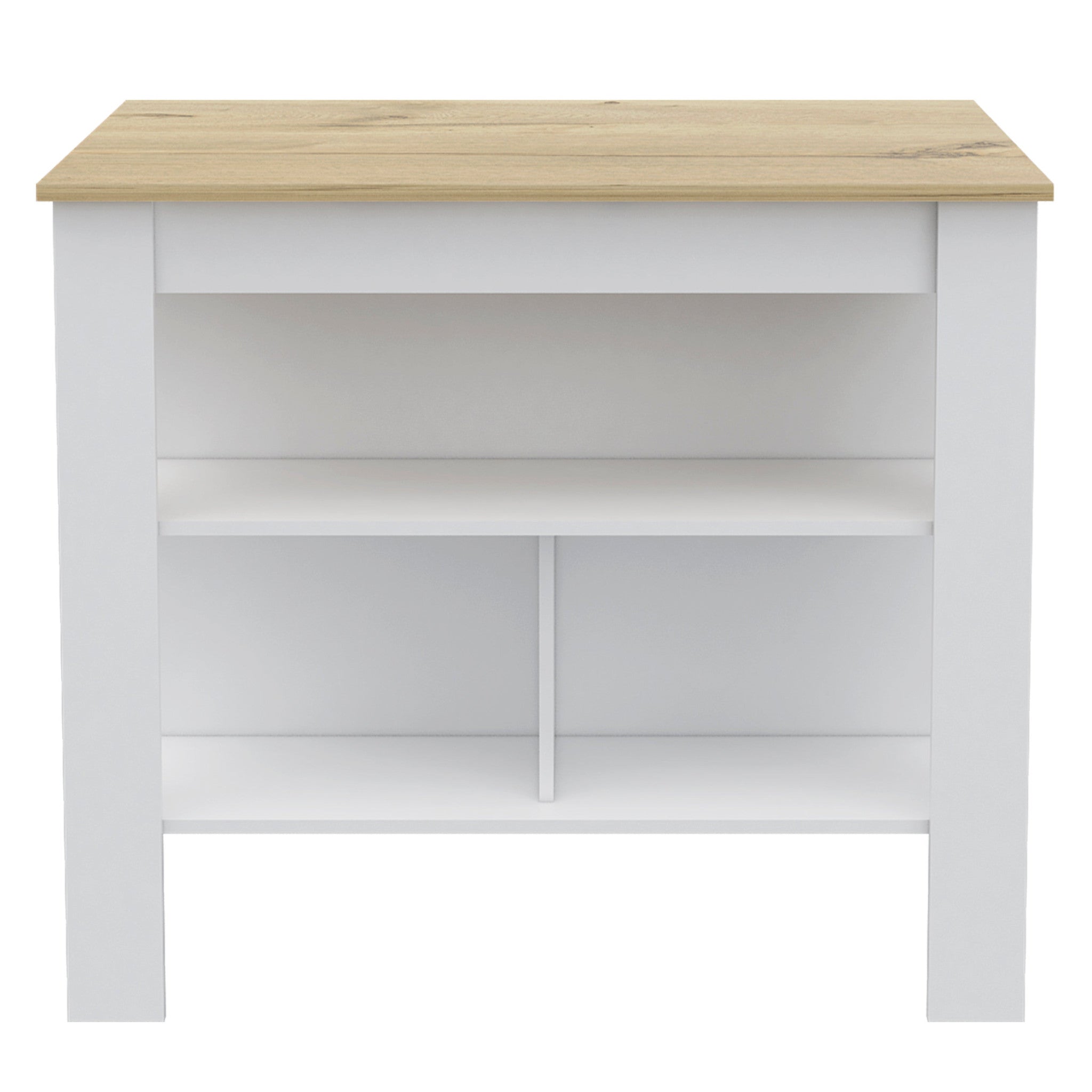 White and Oak 41 Kitchen Island With Storage
