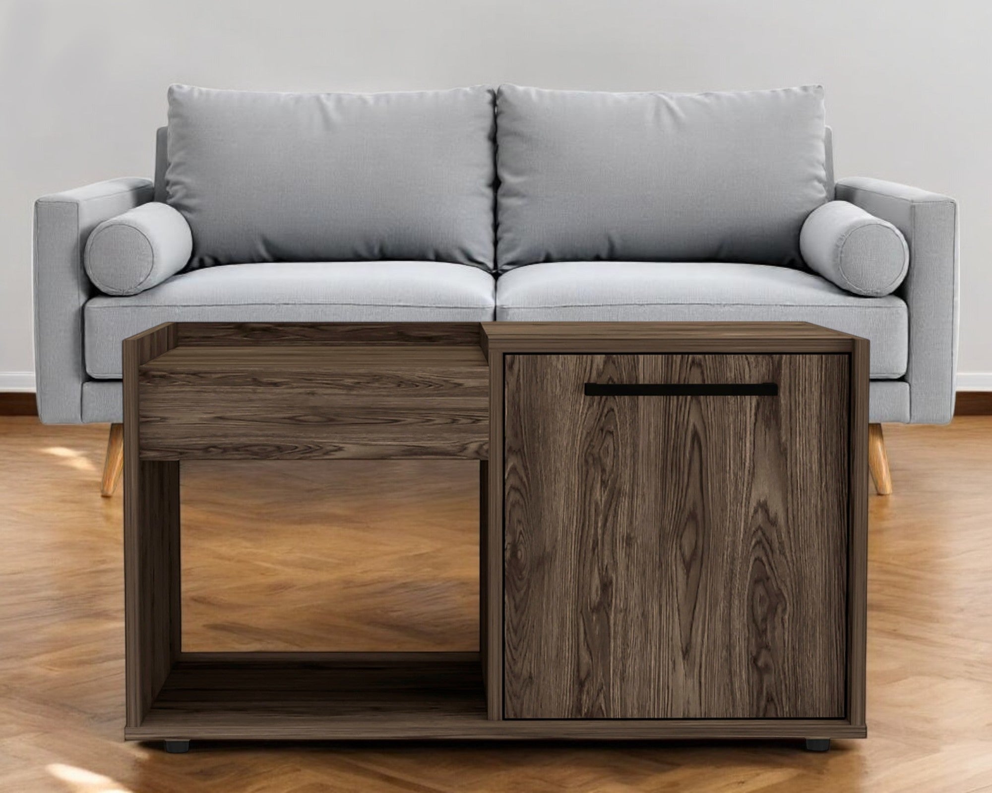 32'' Brown Wood Coffee Table With Shelf
