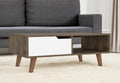40'' Brown And Brown and White Wood Coffee Table With Drawer And Shelf
