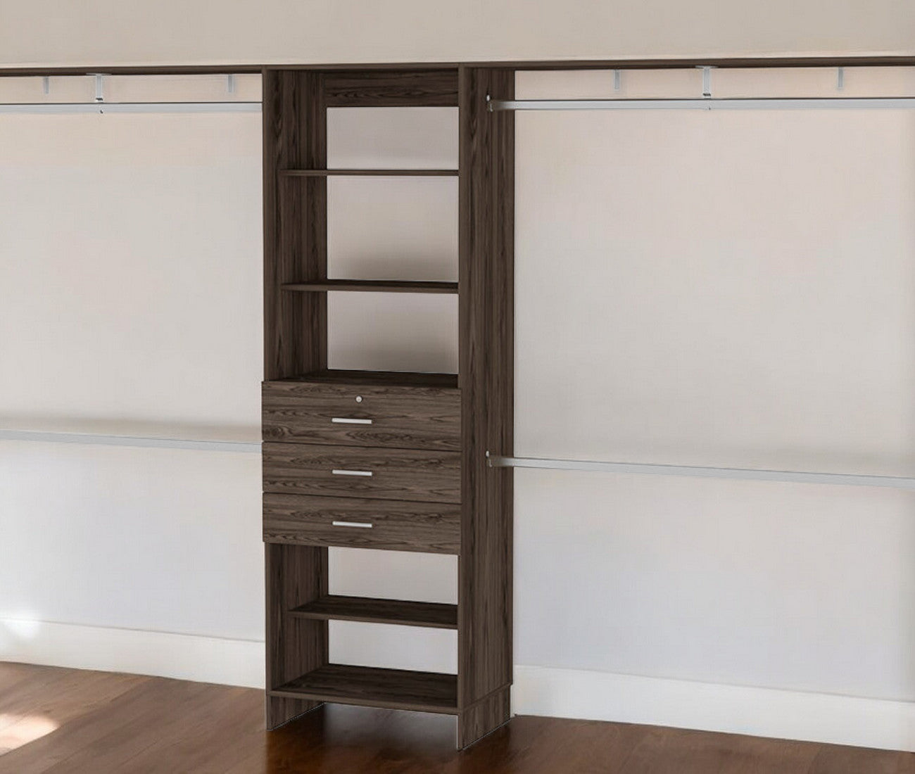 118' Dark Brown Three Drawer Combo Dresser