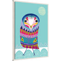 Sylvie Boho Colorful Folk Owl Framed Canvas by Rachel Lee