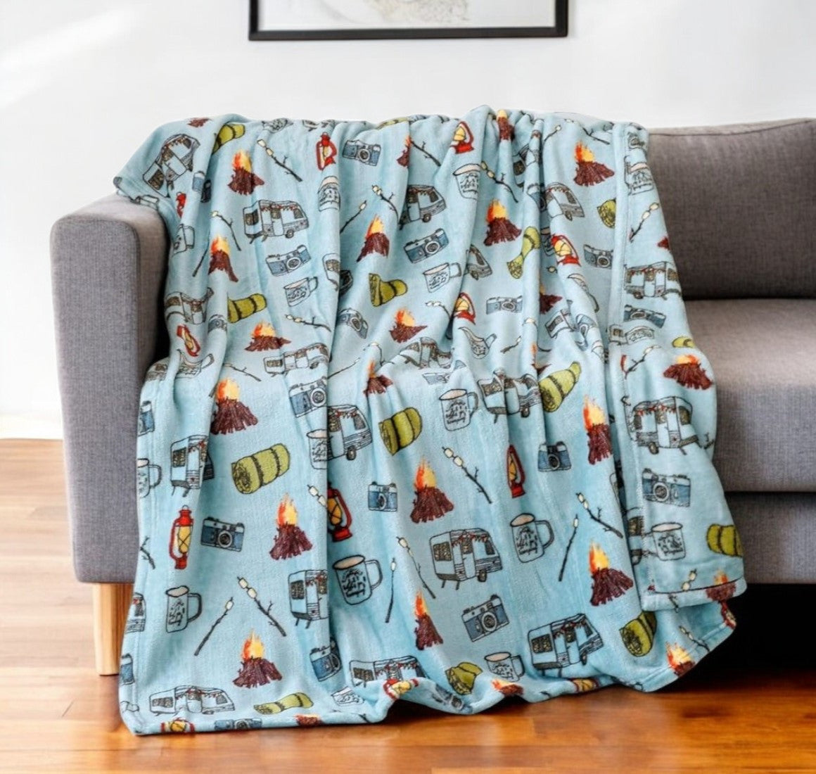 50'' X 60'' Light Blue Velvet Woven Plush Throw Blanket