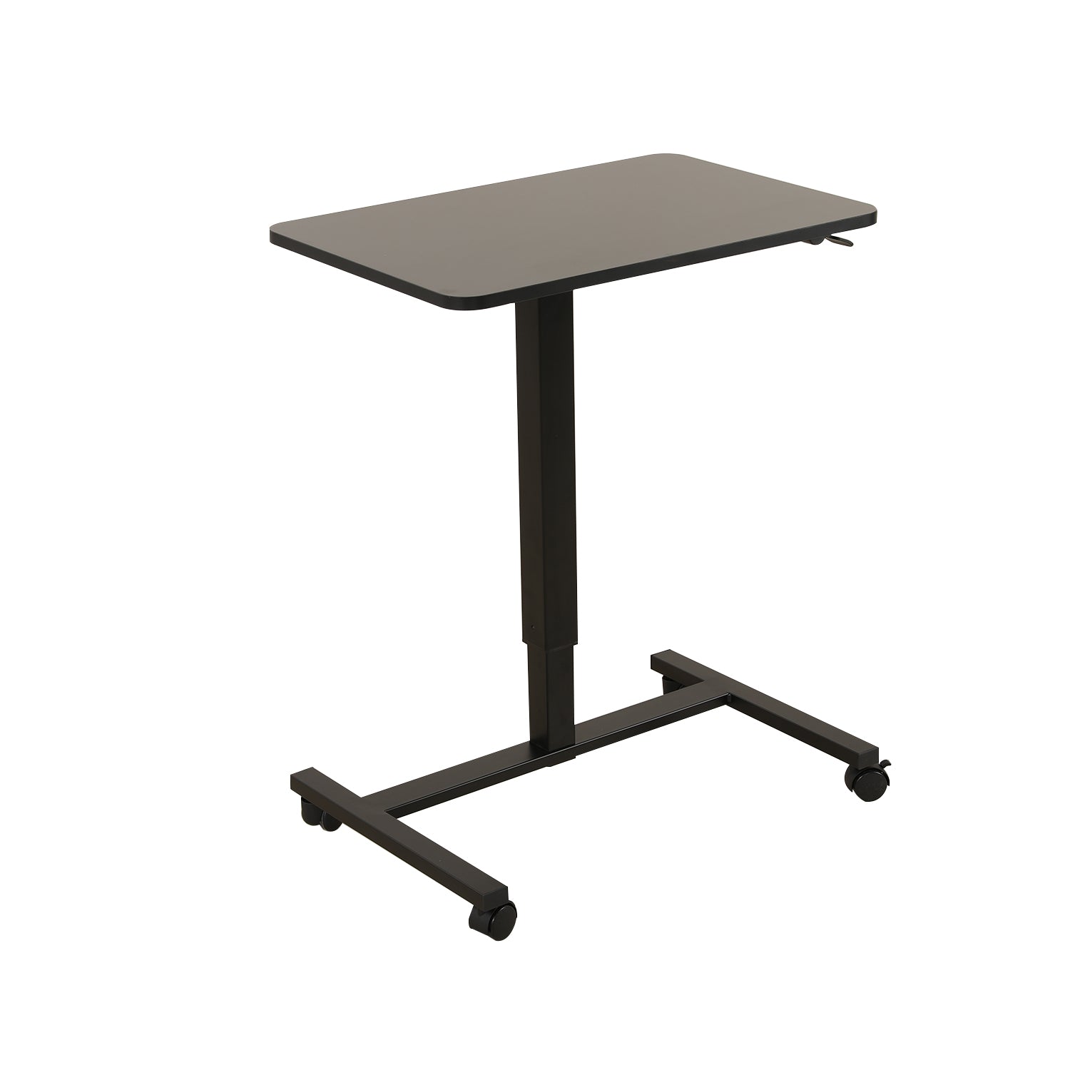 Adjustable Black Wood and Stainless Steel Rolling Standing Desk