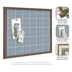 Framed Fabric Pinboard Light Blue Plaid Wall Organization