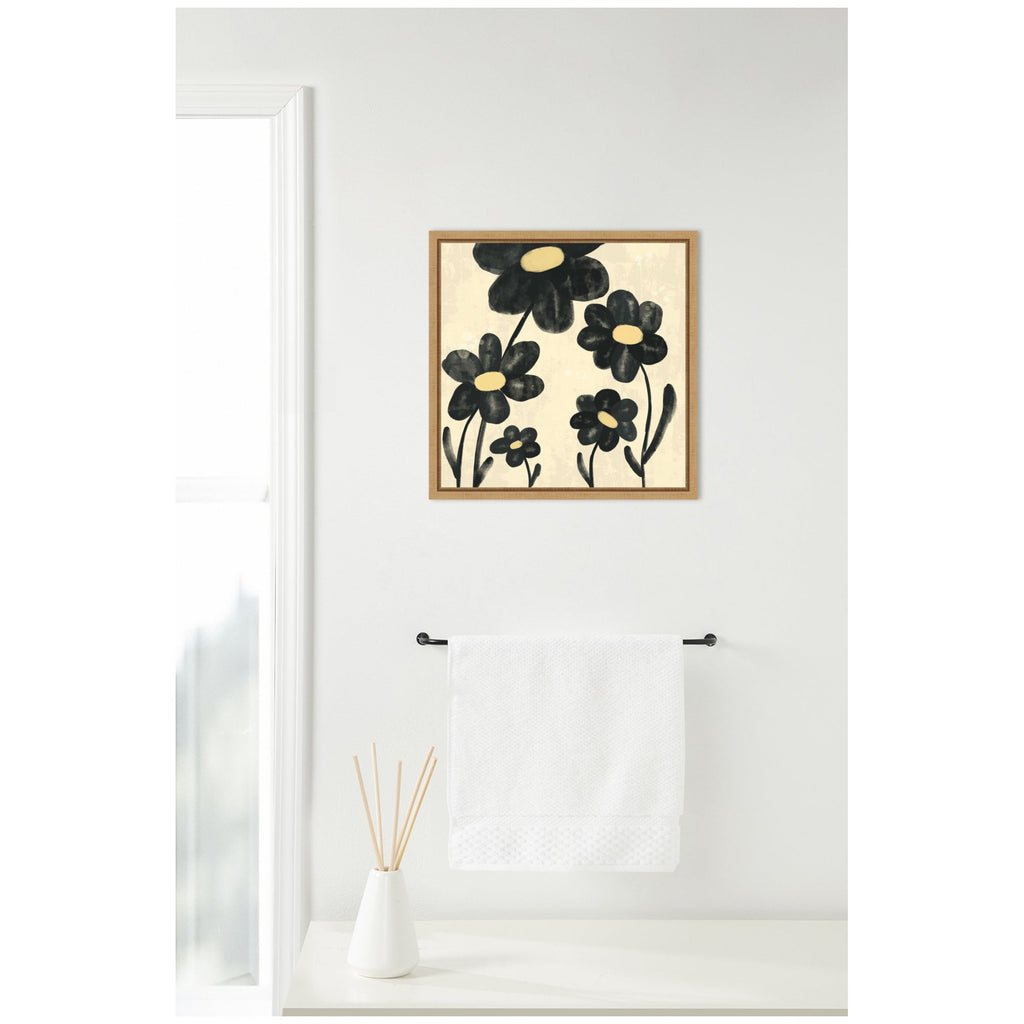 Sylvie Black Flowers Framed Canvas by Carrie Cantwell