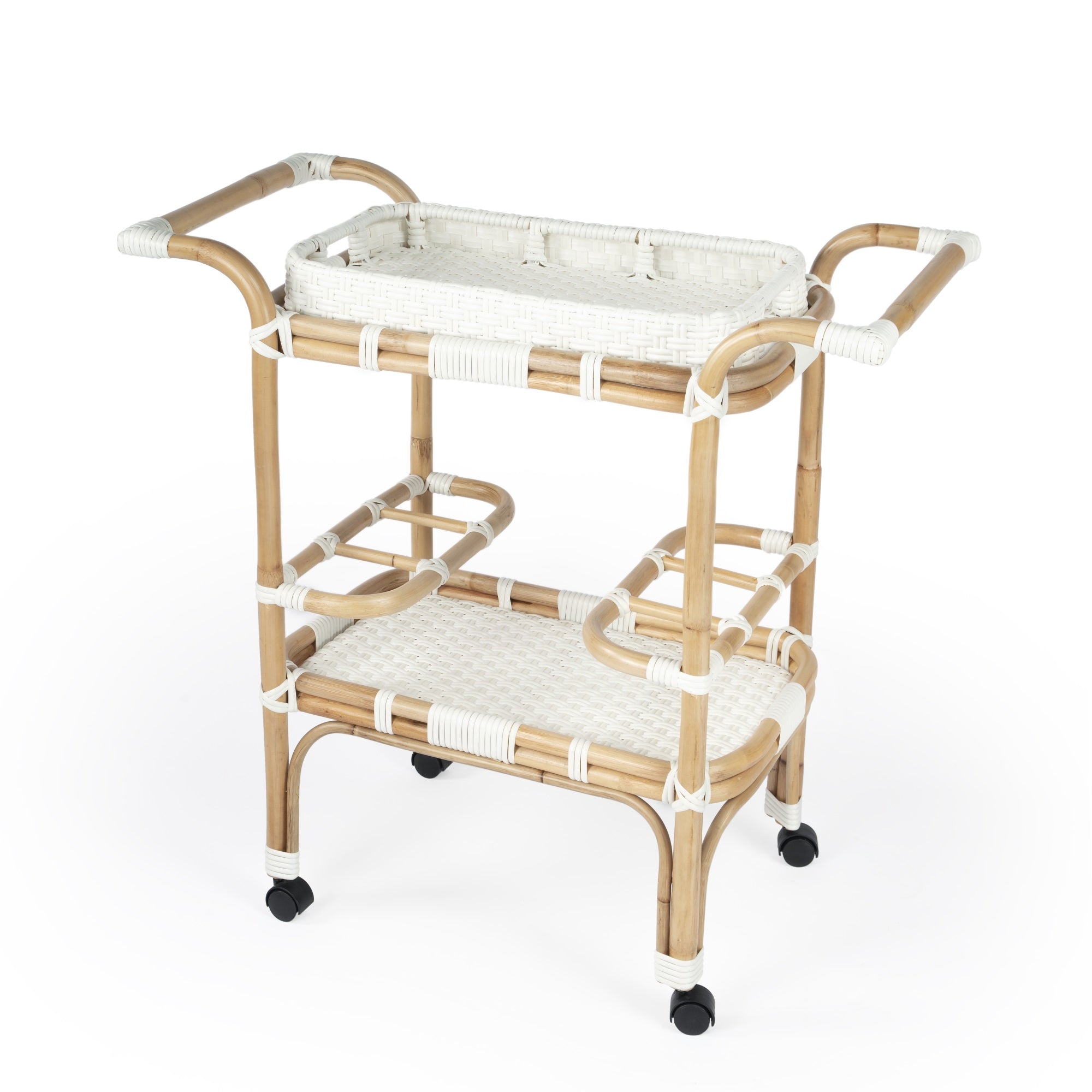 Butler Specialty Company, Selena Rattan Bar Cart, White
